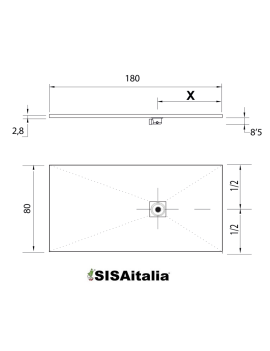 Piatto doccia Stone bianco, 800x1800 mm.