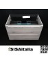 Mobile bagno sospeso Metropolitan 80 cm due cassetti metallico salva sifone, colore pino bahia.