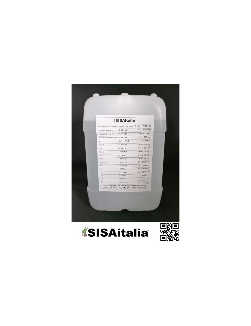 Acqua bidistillato SISAitalia per batterie autotrazione, 5 lt. +
