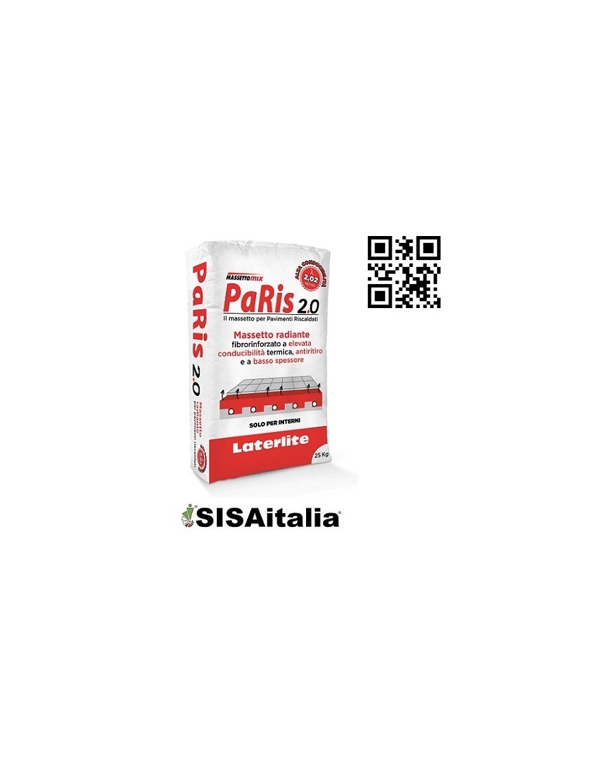 Massetto radiante fibrorinforzato 25 kg PaRis 2.0 ad elevata conducibilità termica e antiritiro.