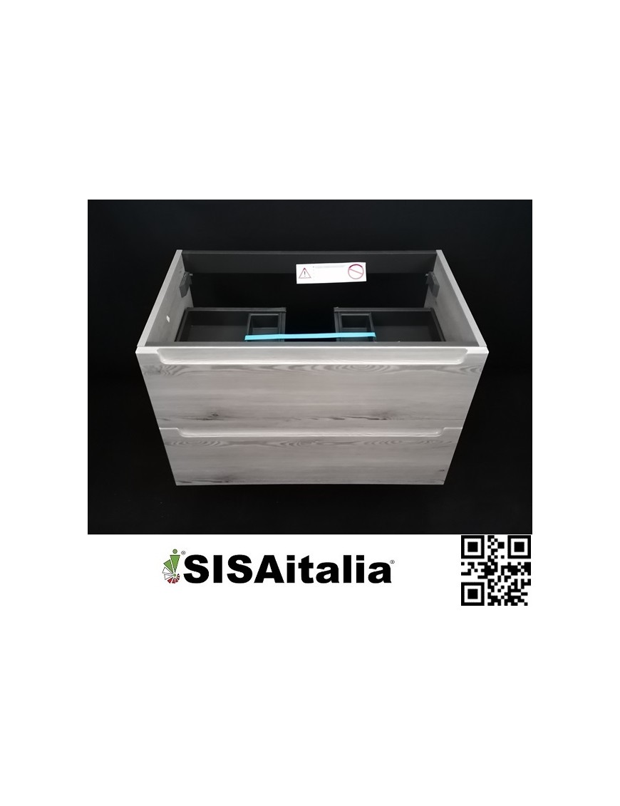 Mobile bagno sospeso Metropolitan 80 cm due cassetti metallico salva sifone, colore pino bahia.