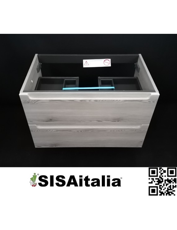 Mobile bagno sospeso Metropolitan 80 cm due cassetti metallico salva sifone, colore pino bahia.