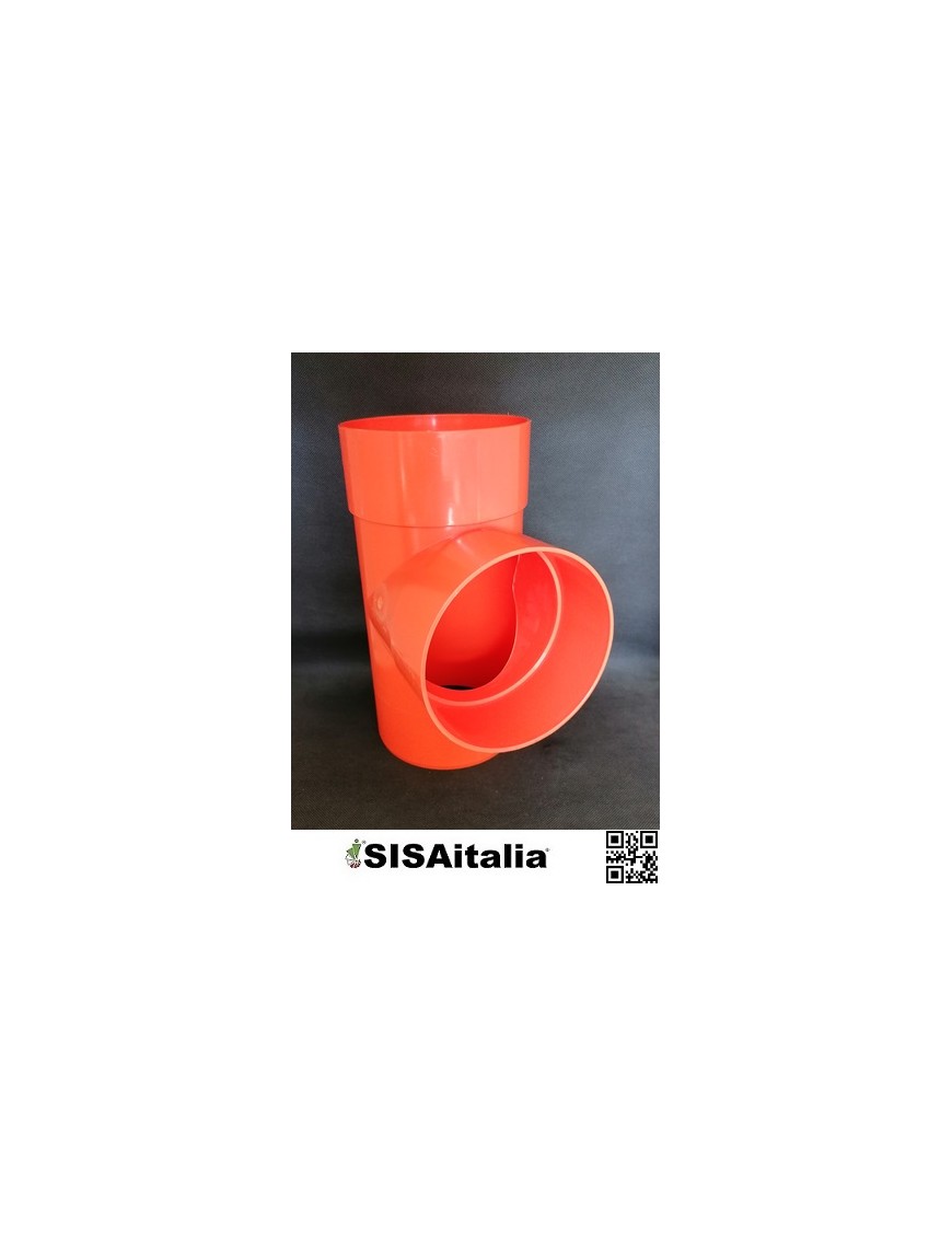 T semplice 87° 30' per tubo pvc arancio Ø 125.