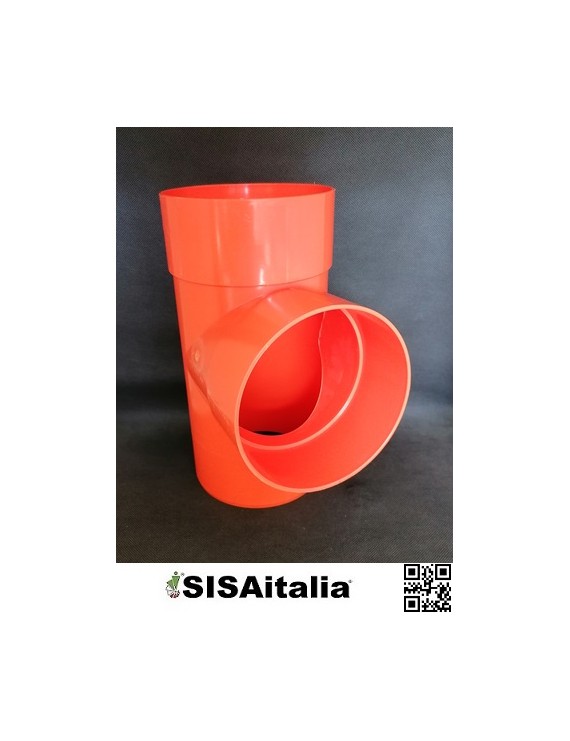 T semplice 87° 30' per tubo pvc arancio Ø 125.