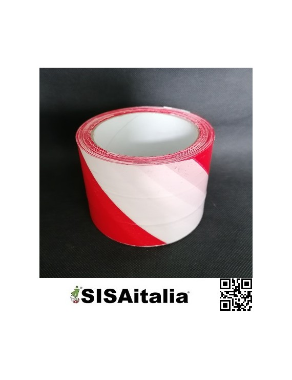 Nastro segnaletica bianco e rosso 7 cm x 200 m.