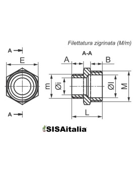 Riduzione con vite M-M 1x3/4.