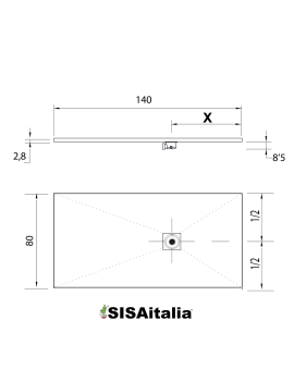 Piatto doccia Stone bianco, 800x1400 mm.