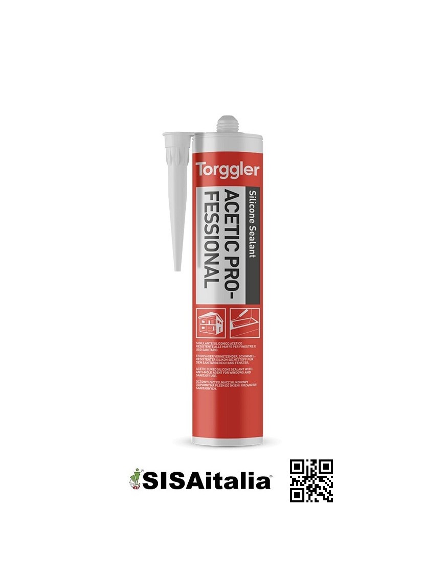 Silicone acetic professional per ambienti sanitari 008118 Torggler 310 ml, 000 trasparente.