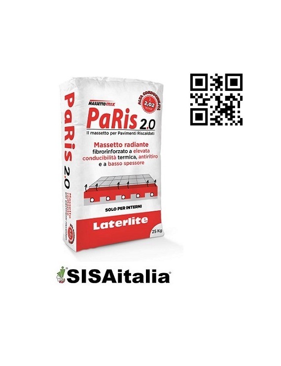 Massetto radiante fibrorinforzato 25 kg PaRis 2.0 ad elevata conducibilità termica e antiritiro.