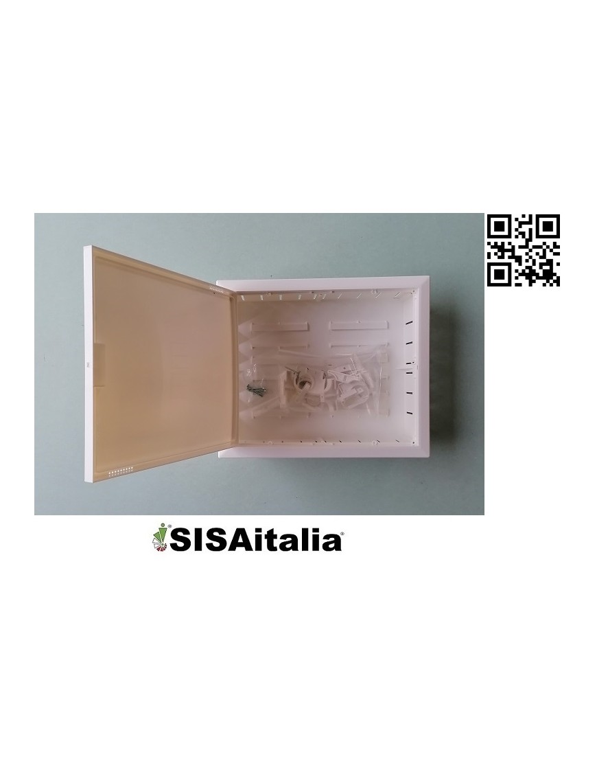 Cassetta da incasso in plastica per distribuzione acqua e gas, 371x311x82 mm.