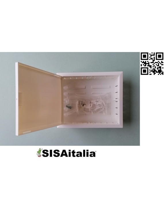 Cassetta da incasso in plastica per distribuzione acqua e gas, 371x311x82 mm.