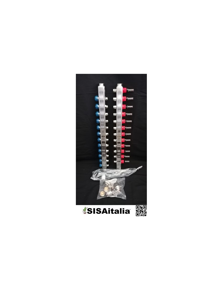 Kit collettore di distribuzione in acciaio inossidabile Topway S 1-24x19, 01282220 Emmeti vie 12+12.