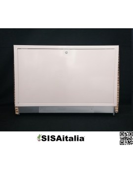 Cassetta collettori telescopica in lamiera zincata con cornice e porta plastificata colore RAL 9010, 600x850 mm.