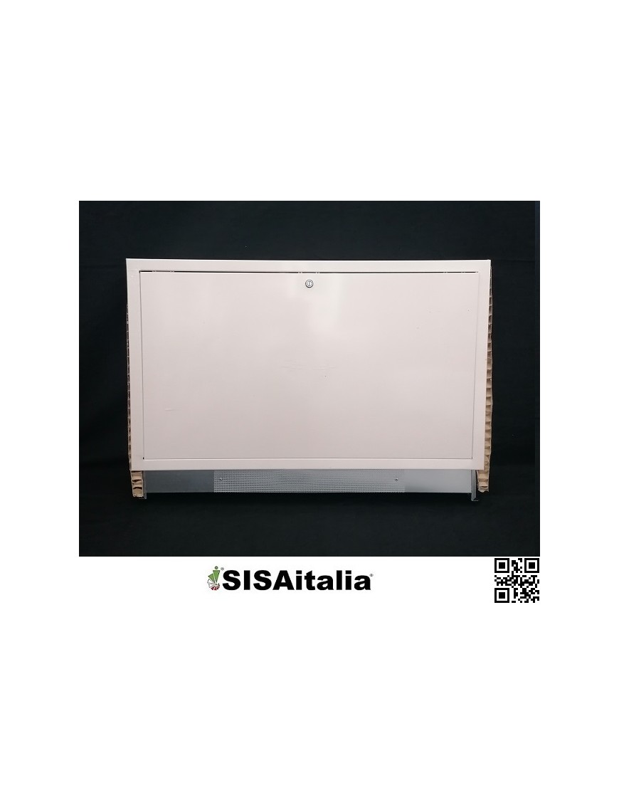 Cassetta collettori telescopica in lamiera zincata con cornice e porta plastificata colore RAL 9010, 600x850 mm.