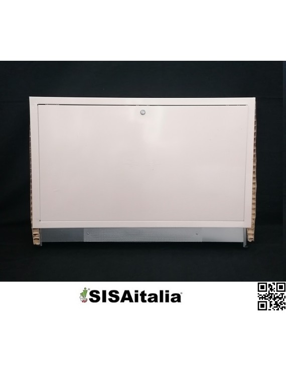 Cassetta collettori telescopica in lamiera zincata con cornice e porta plastificata colore RAL 9010, 600x850 mm.