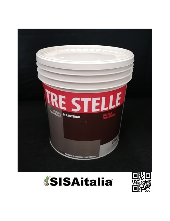 Idropittura traspirante opaco e vellutato per interni colori decora pdtss150 tre stelle 15 lt bianco.