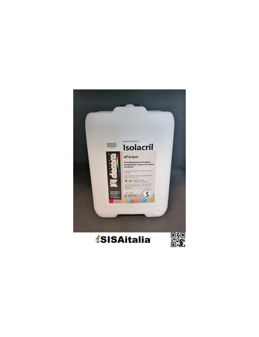 Primer all'acqua a base di resine acriliche colori decora pdic0050 isolacril 5 lt.