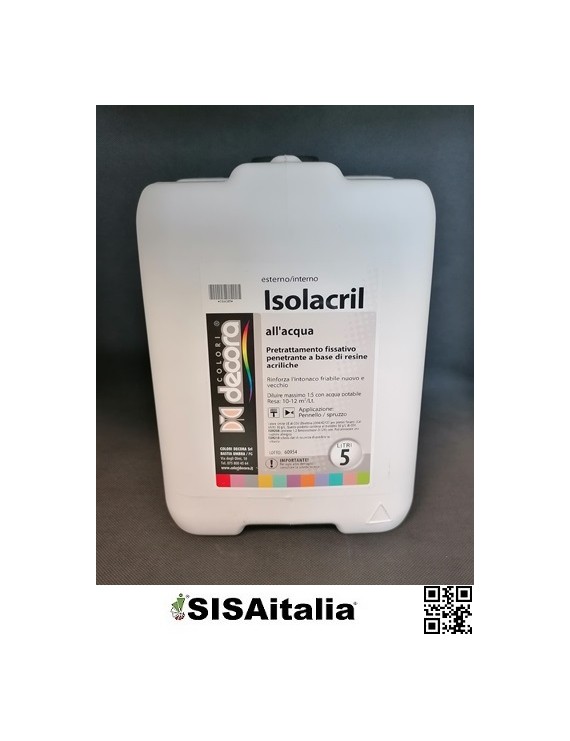 Primer all'acqua a base di resine acriliche colori decora pdic0050 isolacril 5 lt.